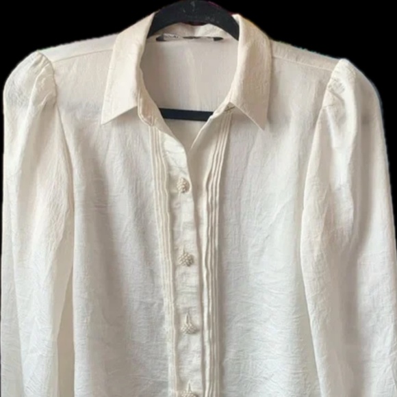 Pearl Button Front Blouse with Ties Zara - Picture 6 of 6